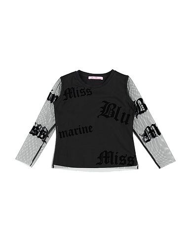 MISS BLUMARINE T-shirt Black 100% Polyester, Cotton, Elastane