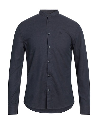 ARMANI EXCHANGE Solid colour shirt Midnight blue 98% Cotton, 2% Elastane