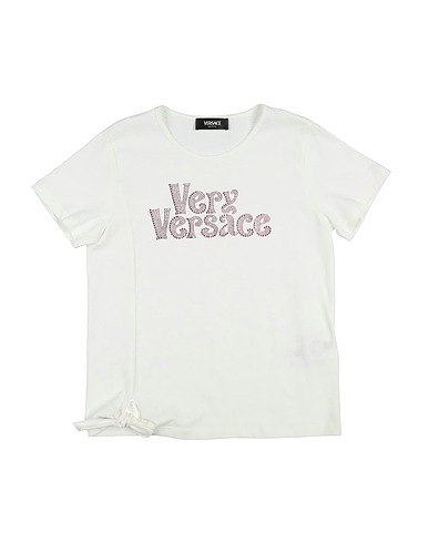 VERSACE YOUNG T-shirt BIANCO 100% Cotton, Glass