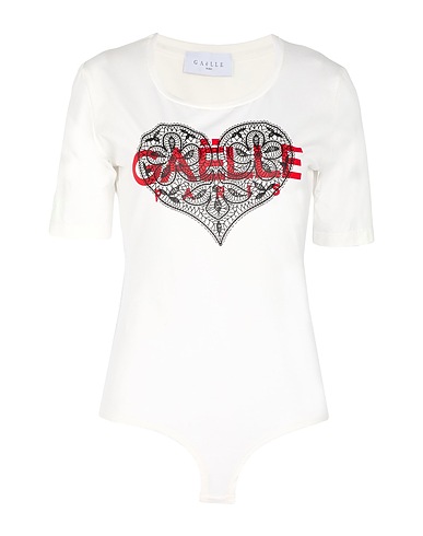GAëLLE Paris TOPS & TEES Off white 92% Cotton, 8% Elastane