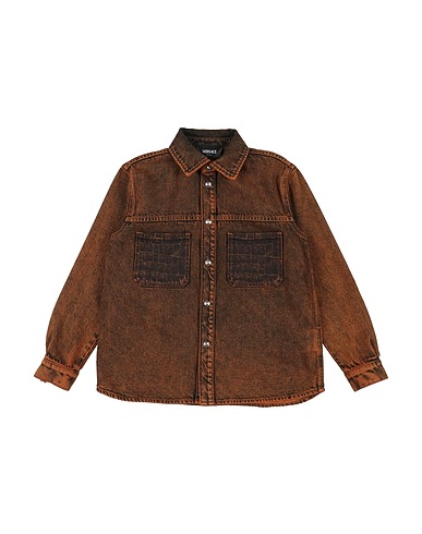 VERSACE YOUNG Denim shirt Brown 100% Cotton