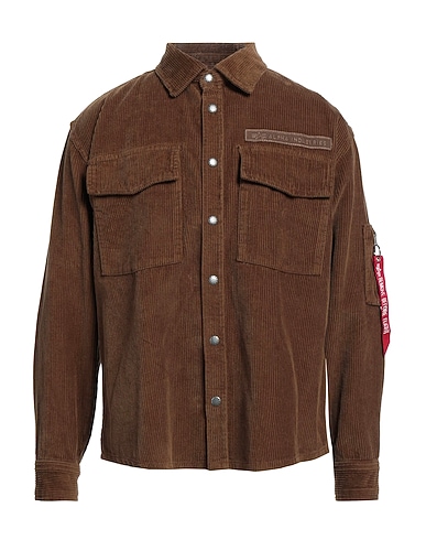 ALPHA INDUSTRIES Solid colour shirt Brown 100% Cotton