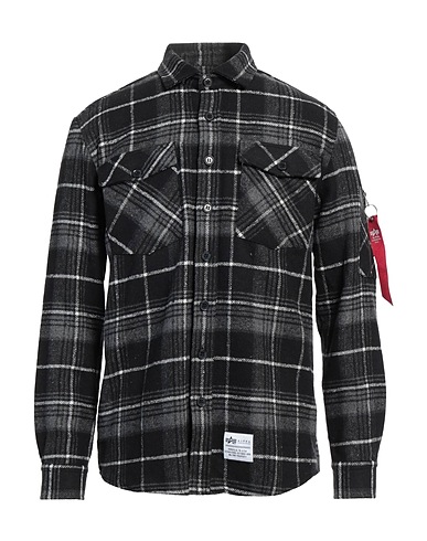 ALPHA INDUSTRIES Checked shirt Black 40% Acrylic, 30% Polyester, 20% Cotton, 10% Other Fibres