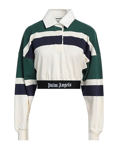 PALM ANGELS Polo shirt Green 100% Cotton, Polyamide, Polyester, Elastane