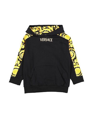 VERSACE YOUNG Hooded track jacket  Black 100% Cotton, Elastane