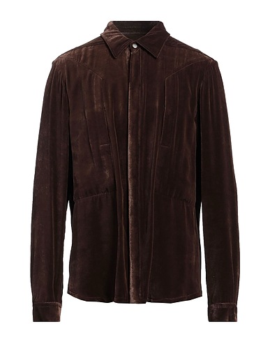 RICK OWENS Camicia tinta unita Testa di moro 82% Viscosa, 18% Seta