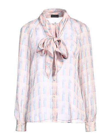 EMPORIO ARMANI Checked shirt Light pink 100% Silk