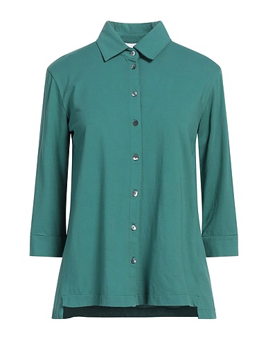 ALPHA STUDIO Solid colour shirts & blouses Green 98% Cotton, 2% Elastane