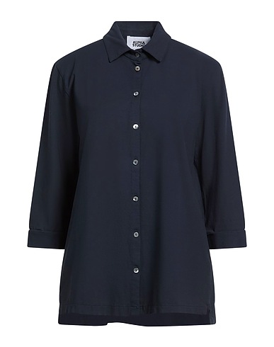 ALPHA STUDIO Solid color shirts & blouses Midnight blue 98% Cotton, 2% Elastane