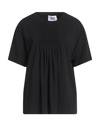 ALPHA STUDIO T-shirt Black 95% Cotton, 5% Elastane