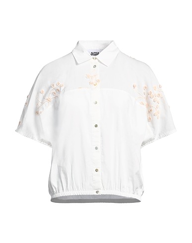 ALPHA STUDIO Shirts White 100% Cotton, Polyester