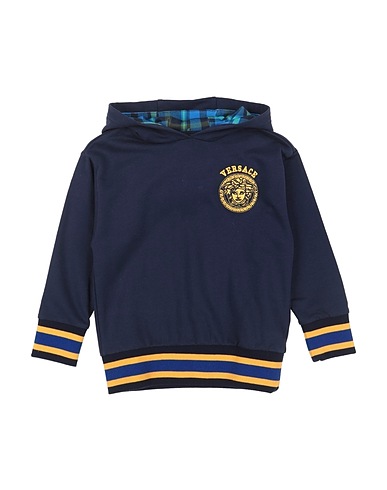 VERSACE YOUNG Hooded track jacket  Navy blue 100% Cotton