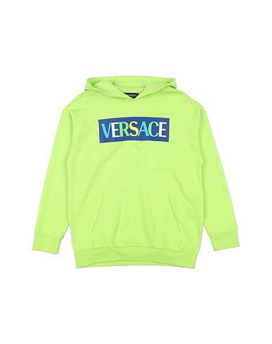 VERSACE YOUNG Hooded sweatshirt Light green 100% Cotton, Elastane