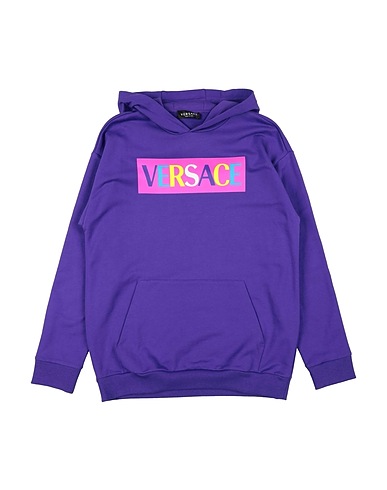 VERSACE YOUNG Hooded track jacket  Purple 100% Cotton, Elastane