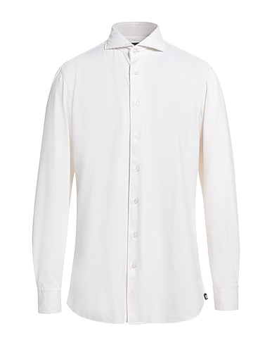 LARDINI Solid colour shirt White 53% Cotton, 43% Polyamide, 4% Elastane