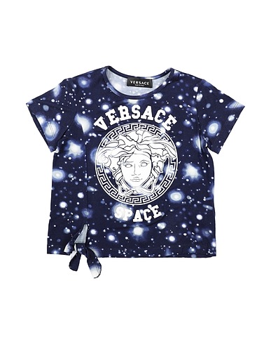 VERSACE YOUNG T-shirt Midnight blue 90% Viscose, 10% Elastane