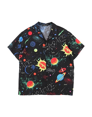 VERSACE YOUNG Patterned shirt Black 100% Silk