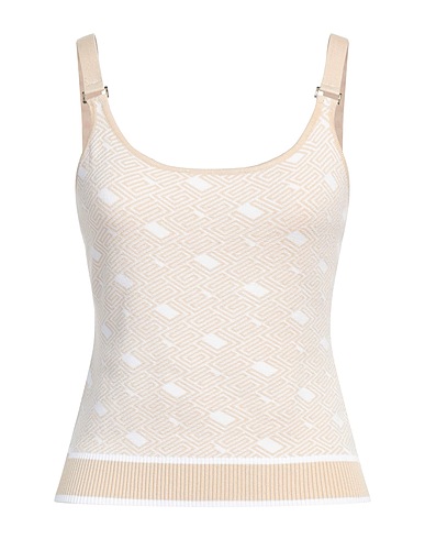 GUESS Top Beige 91% Viscose, 8% Polyamide, 1% Elastane