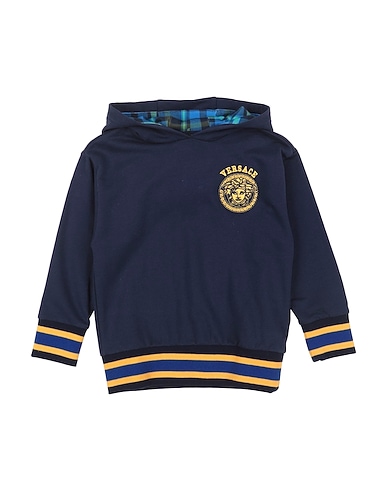 VERSACE YOUNG Hooded track jacket  Navy blue 100% Cotton