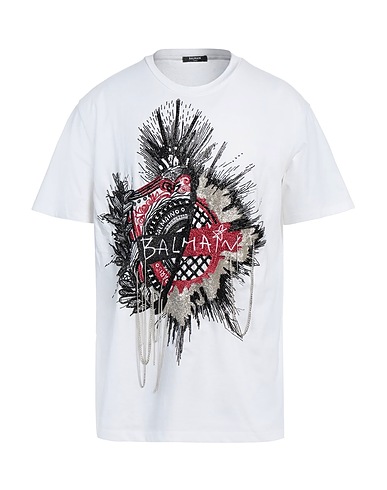 BALMAIN T-shirt White 100% Cotton, Acrylic, Glass, Brass, Polyester