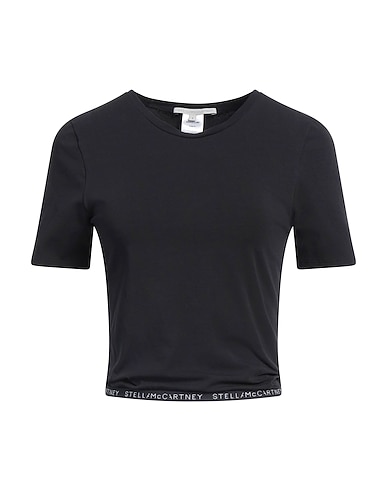 STELLA McCARTNEY Crop top Black 93% Cotton, 7% Elastane