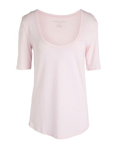 MAJESTIC FILATURES Basic T-Shirt Light pink 67% Lyocell, 33% Cotton
