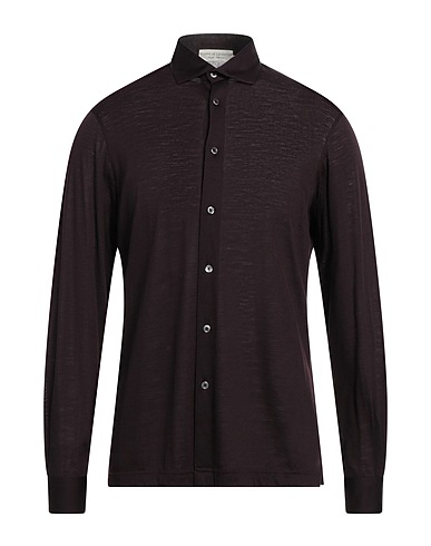 FILIPPO DE LAURENTIIS Camicia tinta unita Testa di moro 100% Lana Merino