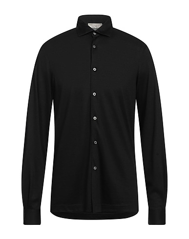 FILIPPO DE LAURENTIIS Solid color shirt Black 100% Merino Wool