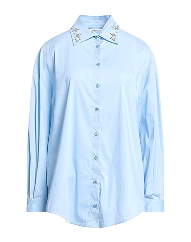 LIU •JO Shirts Light blue 79% Cotton, 18% Polyamide, 3% Elastane, Polyester