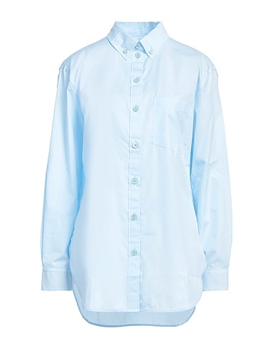 BURBERRY Solid colour shirts & blouses Sky blue 100% Cotton
