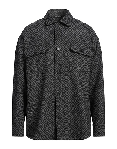 EMPORIO ARMANI Patterned shirt Charcoal 90% Virgin Wool, 10% Cashmere