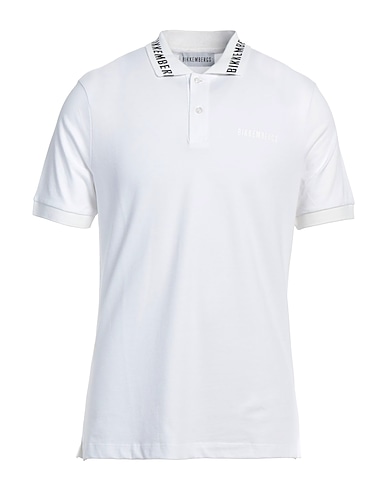 BIKKEMBERGS Polo shirt White 95% Cotton, 5% Elastane