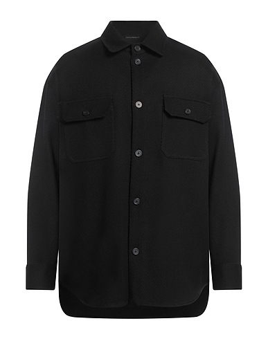 EMPORIO ARMANI 無地シャツ ブラック バージンウール 100%