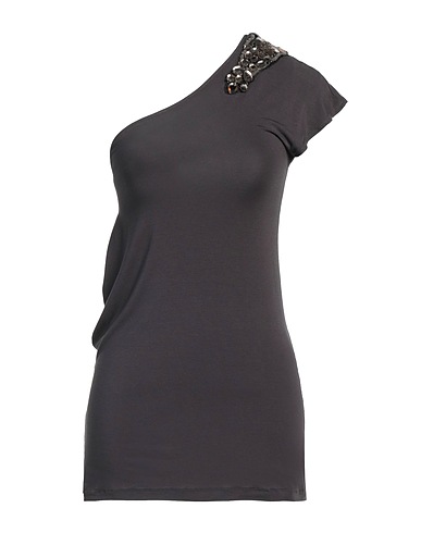 HOTEL PARTICULIER One-shoulder top Charcoal 62% Milk protein fibre, 27% Modal, 11% Lycra®