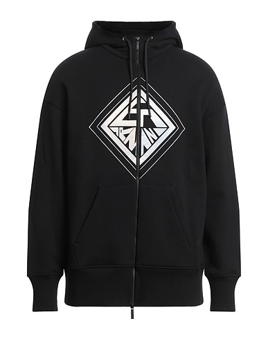 EMPORIO ARMANI Hooded track jacket  Black 100% Cotton, Elastane