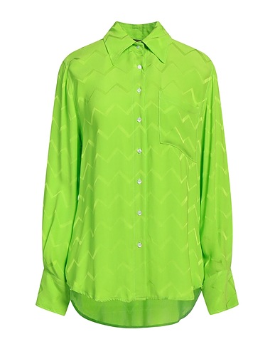 SEVENTY VENEZIA Solid colour shirts & blouses Lime green 100% Viscose, Mother-of-pearl