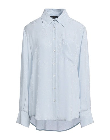 SEVENTY VENEZIA Solid colour shirts & blouses Sky blue 100% Viscose, Mother-of-pearl