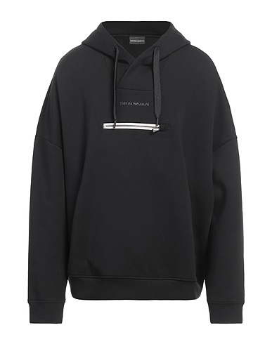 EMPORIO ARMANI Hooded track jacket  Black 76% Cotton, 18% Polyester, 6% Elastane
