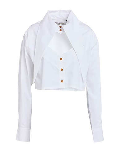 VIVIENNE WESTWOOD Solid color shirts & blouses CUT OFF HEART SHIRT
 White 100% Cotton