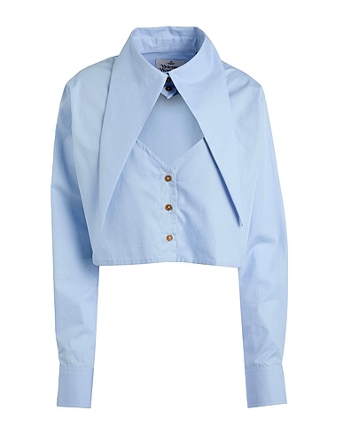 VIVIENNE WESTWOOD Camicie e bluse tinta unita CUT OFF HEART SHIRT
 Celeste 100% Cotone