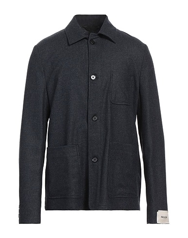 PAOLONI Patterned shirt Midnight blue 68% Virgin Wool, 30% Polyester, 2% Elastane