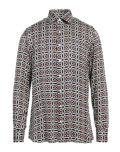 LARDINI Patterned shirt Black 55% Viscose, 45% Rayon