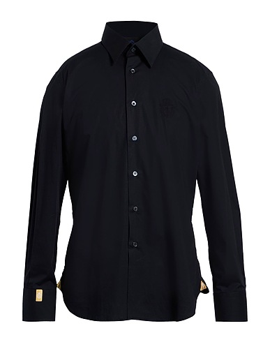 BILLIONAIRE Solid color shirt Black 97% Cotton, 3% Elastane
