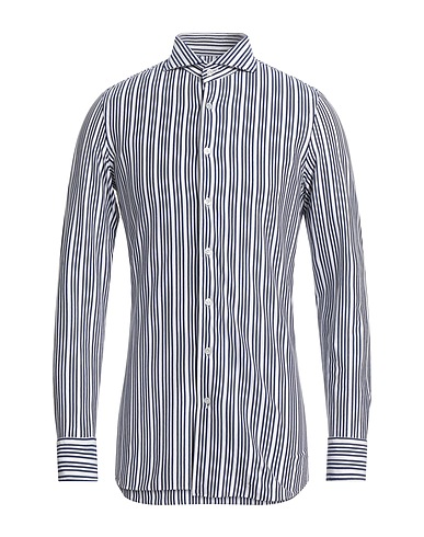 LARDINI Striped shirt Midnight blue 100% Cotton
