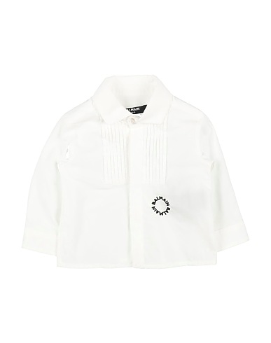 BALMAIN Chemise de couleur unie 100% Coton, Nacre