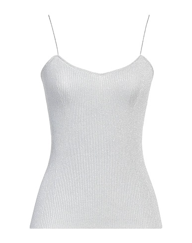 KHAITE Top Silver 49% Polyester, 25% Polyamide, 23% Metallic fiber, 3% Elastane