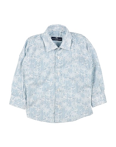MANUELL & FRANK Patterned shirt Slate blue 97% Cotton, 3% Elastane