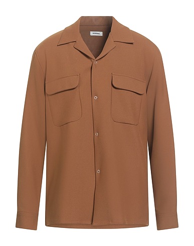 SANDRO Solid colour shirt Camel 68% Polyester, 28% Viscose, 4% Elastane