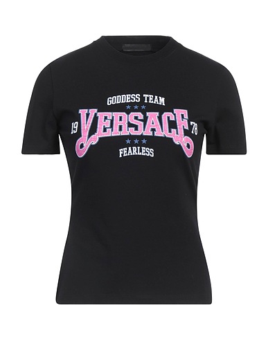 VERSACE T-shirt Black 94% Cotton, 6% Elastane