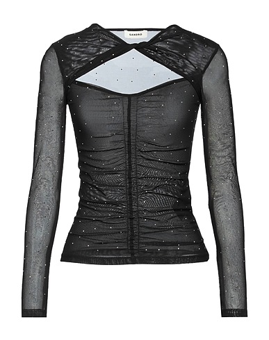 SANDRO Top Black 92% Polyester, 8% Elastane, Glass